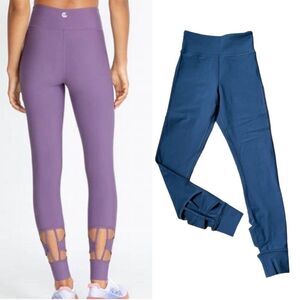 NEW Calme by Johnny Was Cutout High Waist Gym Yoga Leggings in Midnight Blue XS